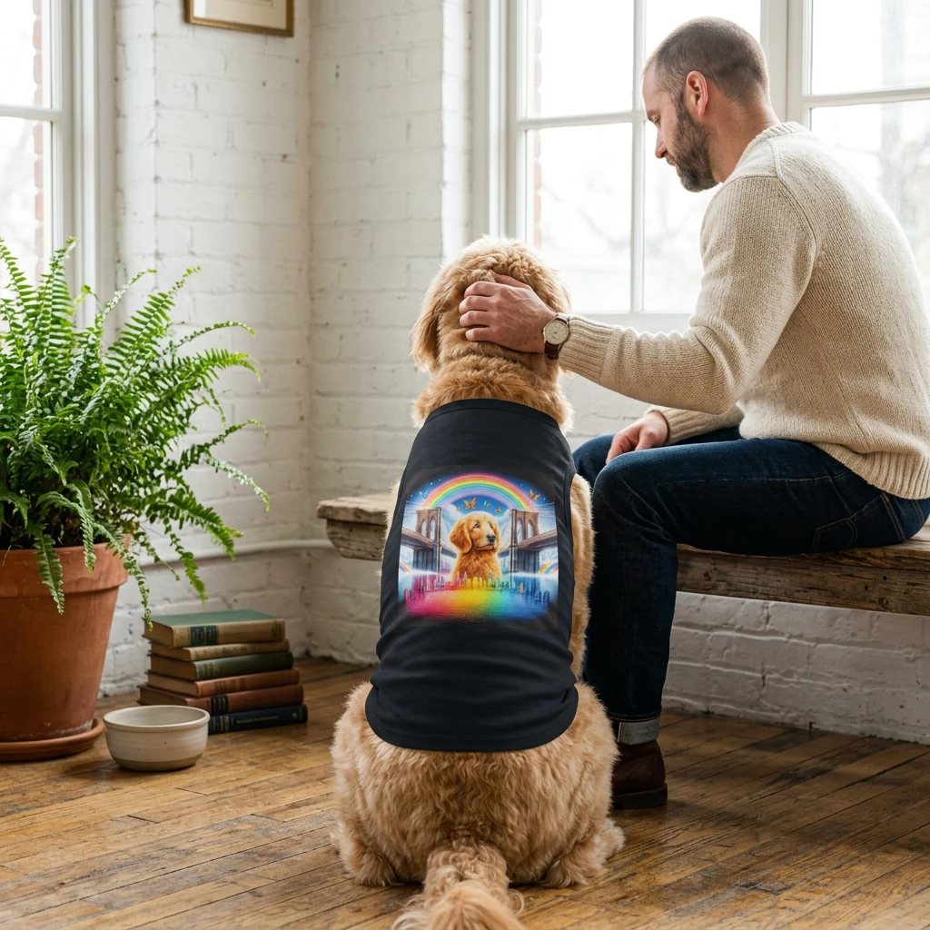 Pet Tank Golden Doodle rainbow bridge Pets Printify