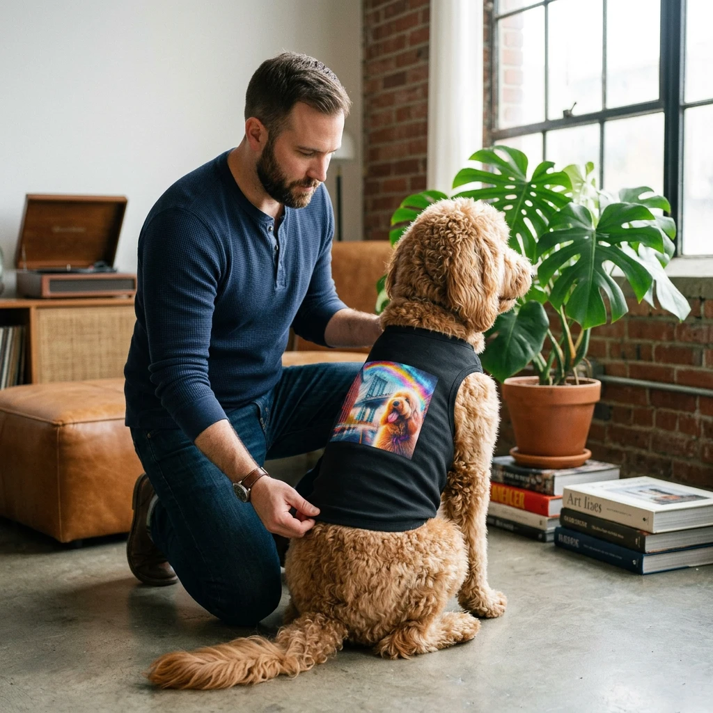 Pet Tank Golden Doodle pretty bridge shirt Pets Printify