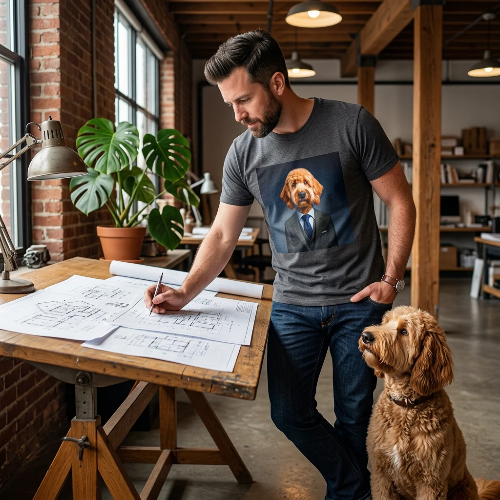 Golden Doodle professional businessman T-Shirt Printify