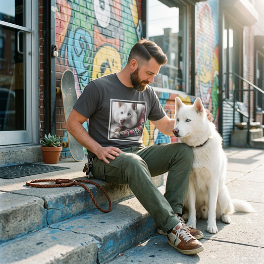Husky tatoo sleeve shirt T-Shirt Printify