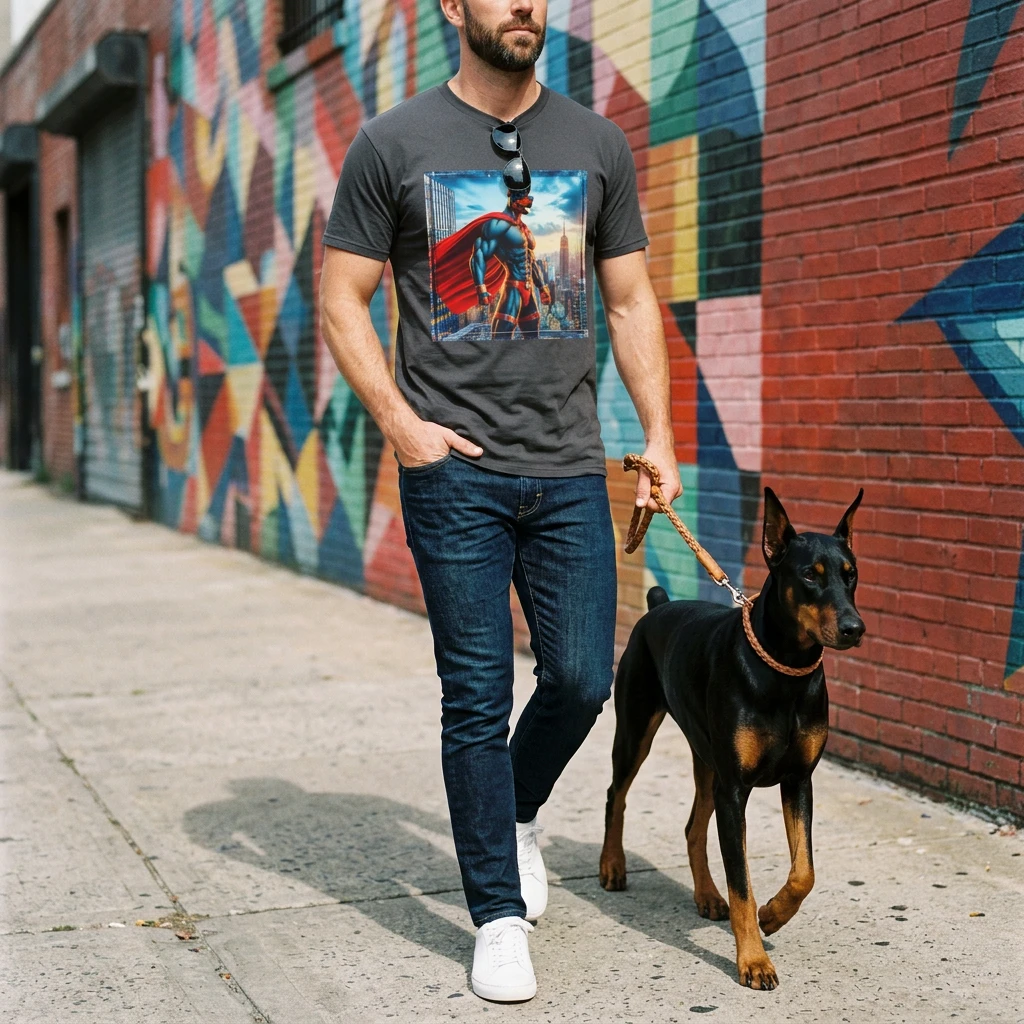 Doberman Superhero T Shirt Unisex Soft Style Tee For Comfort Durability And Everyday Wear T-Shirt Printify