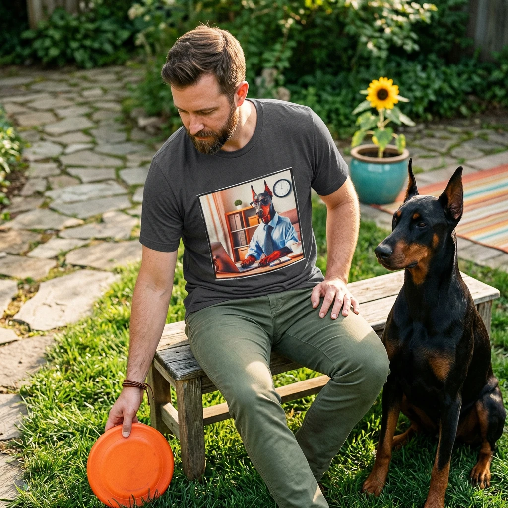 Doberman smart businessman t shirt T-Shirt Printify