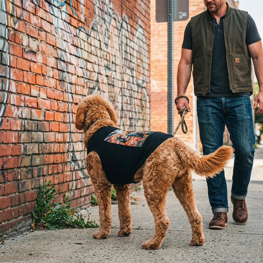 Pet Tank Golden Doodle tough muscles t shirt Pets Printify