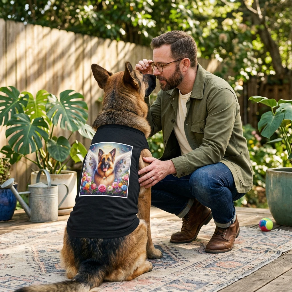 German Shepherd Heavenly Angel Pet Tank Top Pets Printify