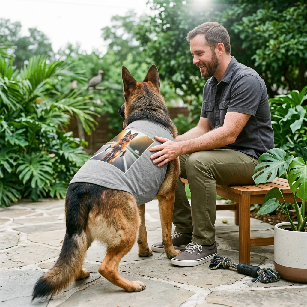 German Shepherd Bike Riding Pet Tank Top Pets Printify