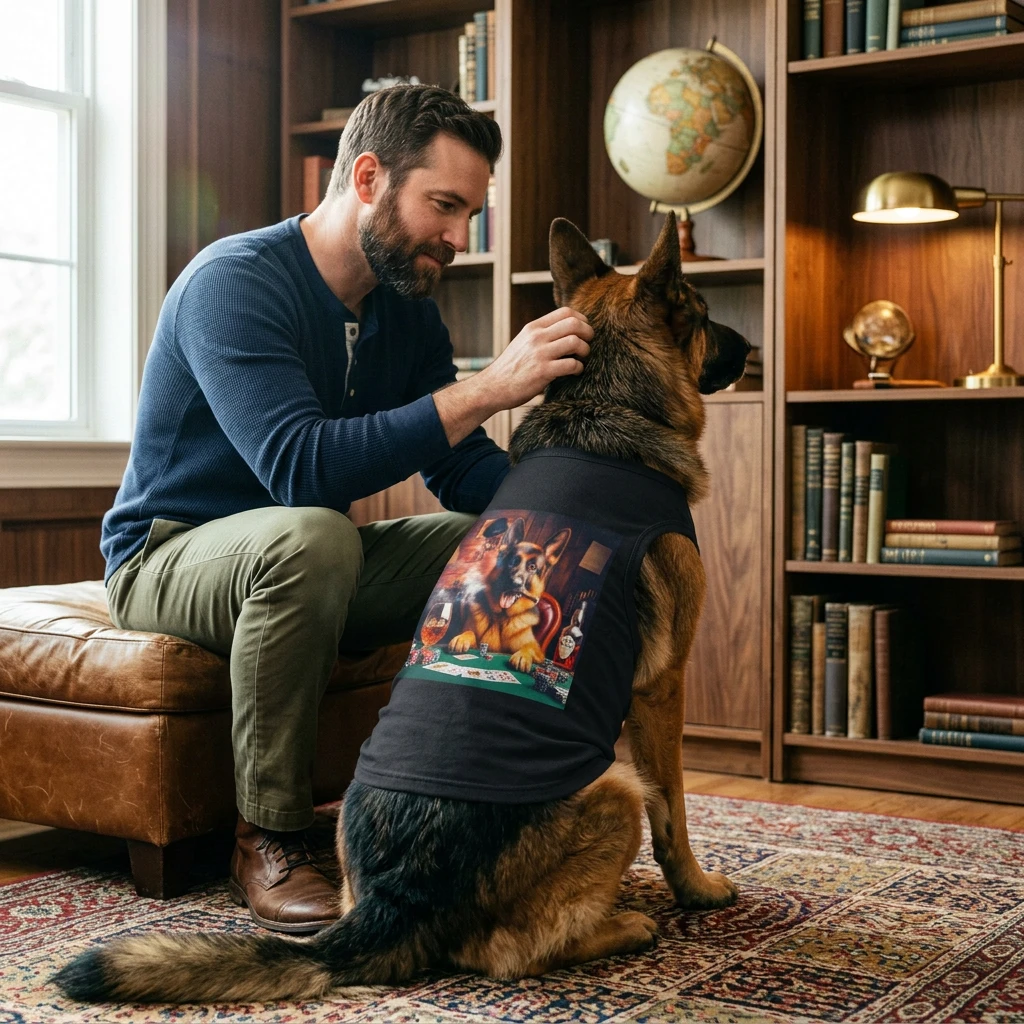 German Shepherd Themed Pet Tank Top Pets Printify