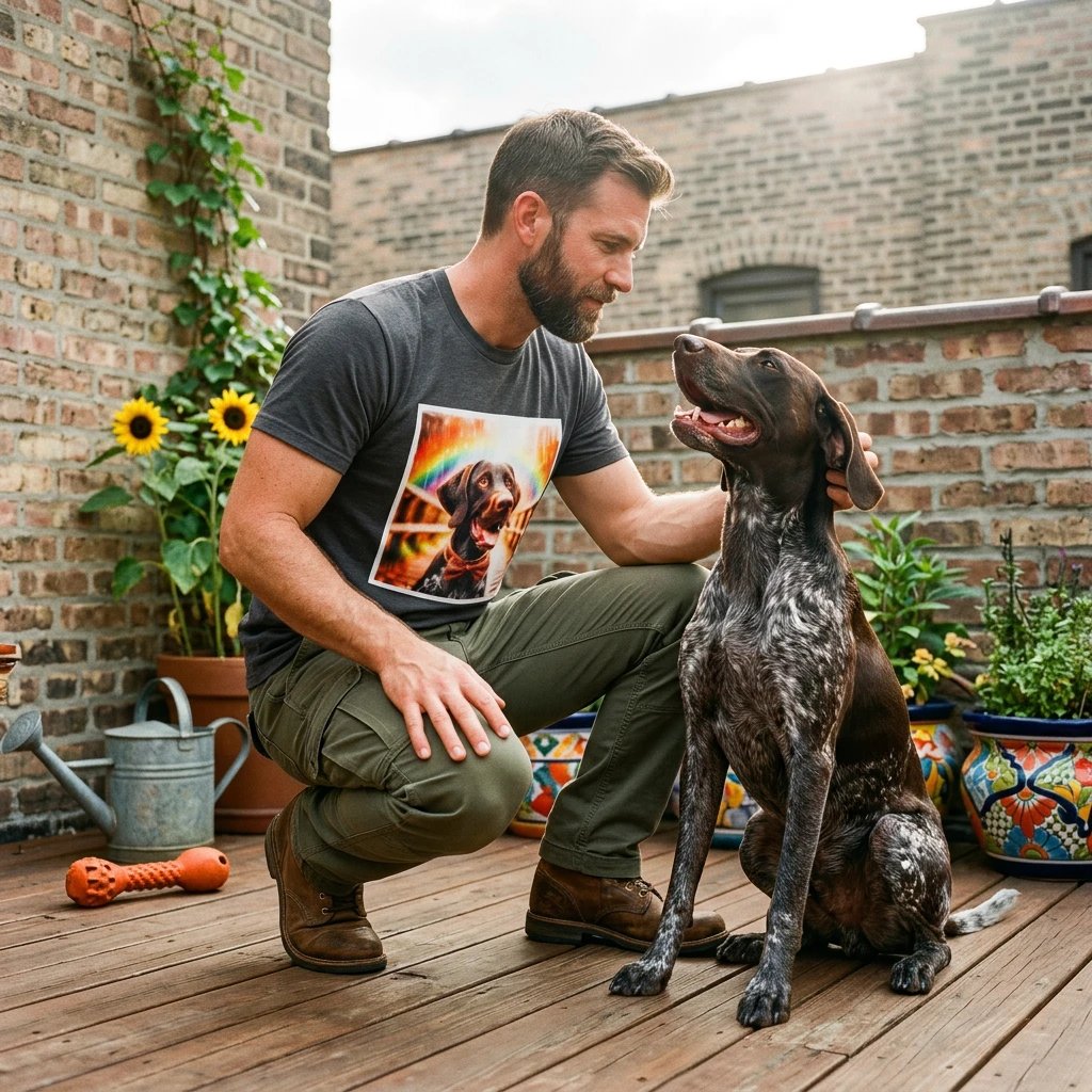 German Shorthaired Pointer Rainy Day Tee For Hikers And Runners Loyal Breed Shirt T-Shirt Printify