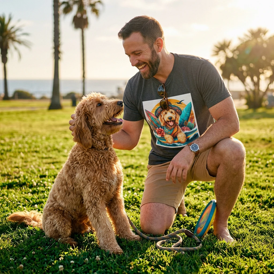 Golden Doodle blue waves shirt T-Shirt Printify