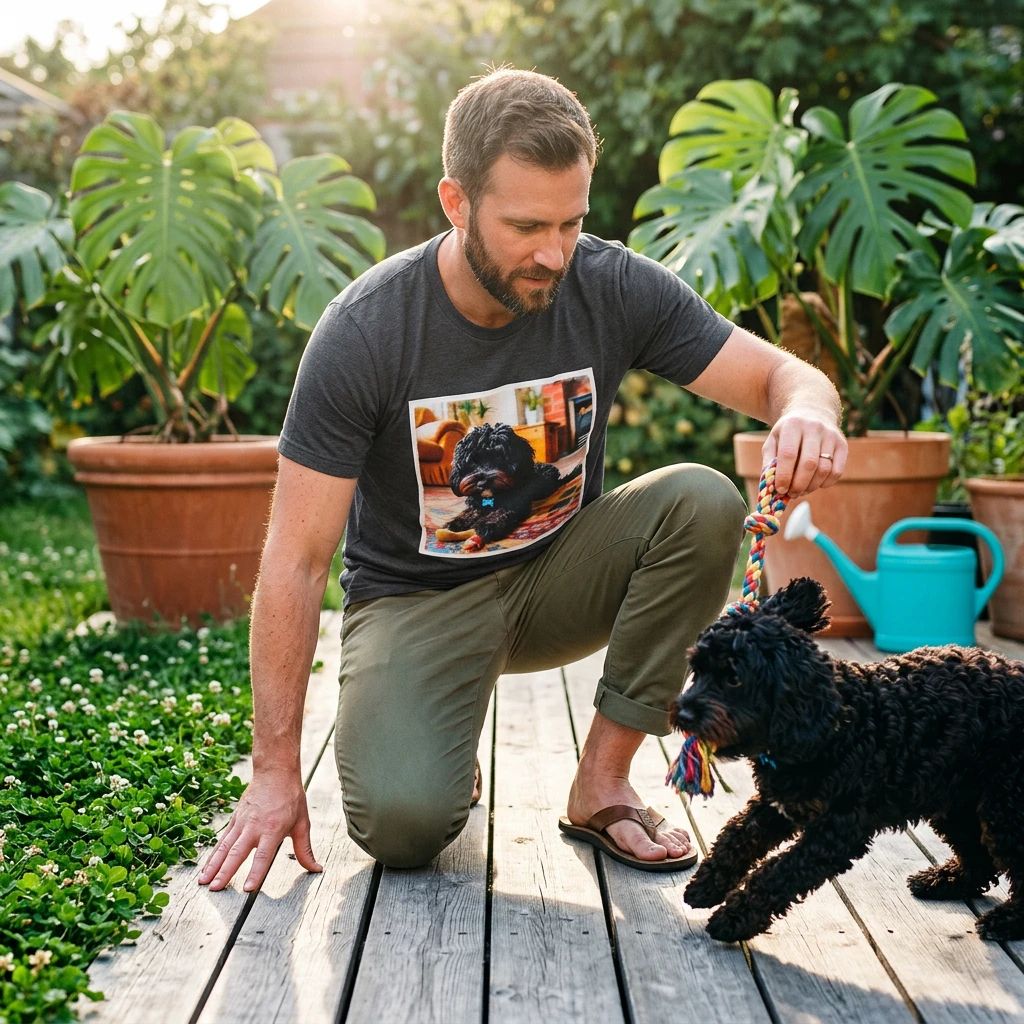 CockerPoo bone eating t shirt T-Shirt Printify