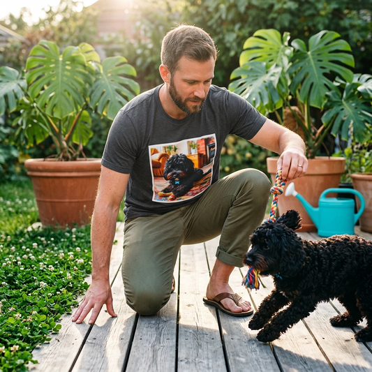 CockerPoo bone eating t shirt T-Shirt Printify