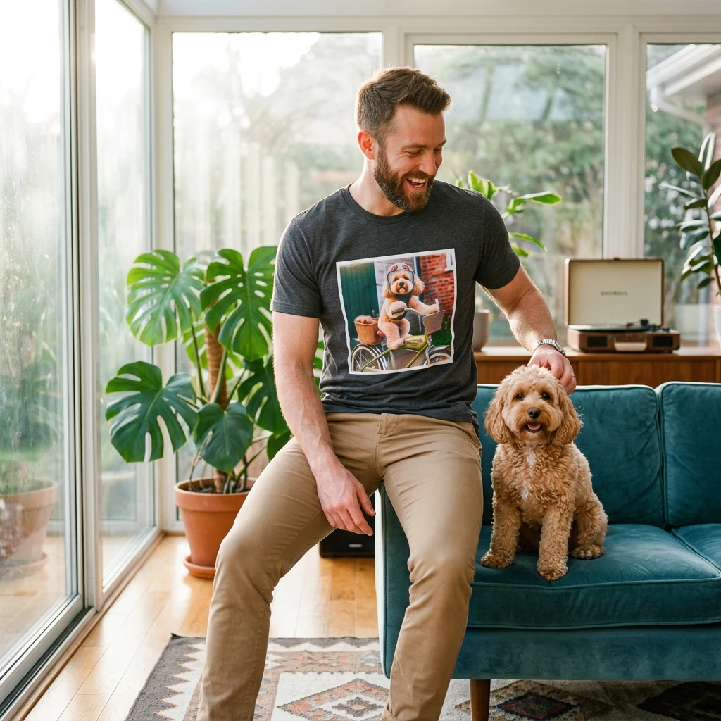 CockerPoo bike sitting t shirt T-Shirt Printify