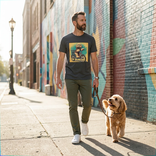 Cockapoo Bike Strolling T Shirt For Dog Lovers Cute Cockapoo Breed Tee For Riders And Walkers T-Shirt Printify