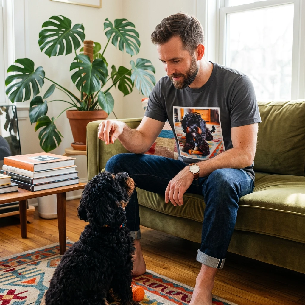 Cockapoo Playing T Shirt For Dog Lovers Cute Cockerpoo Gift Tee For Pet Owners Graphic Design T-Shirt Printify