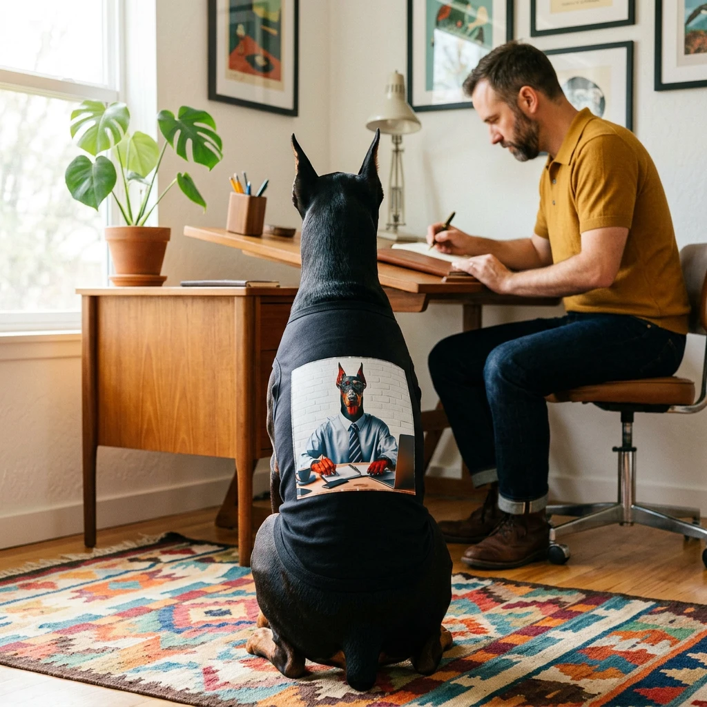Pet Tank Top Doberman working man t shirt Pets Printify