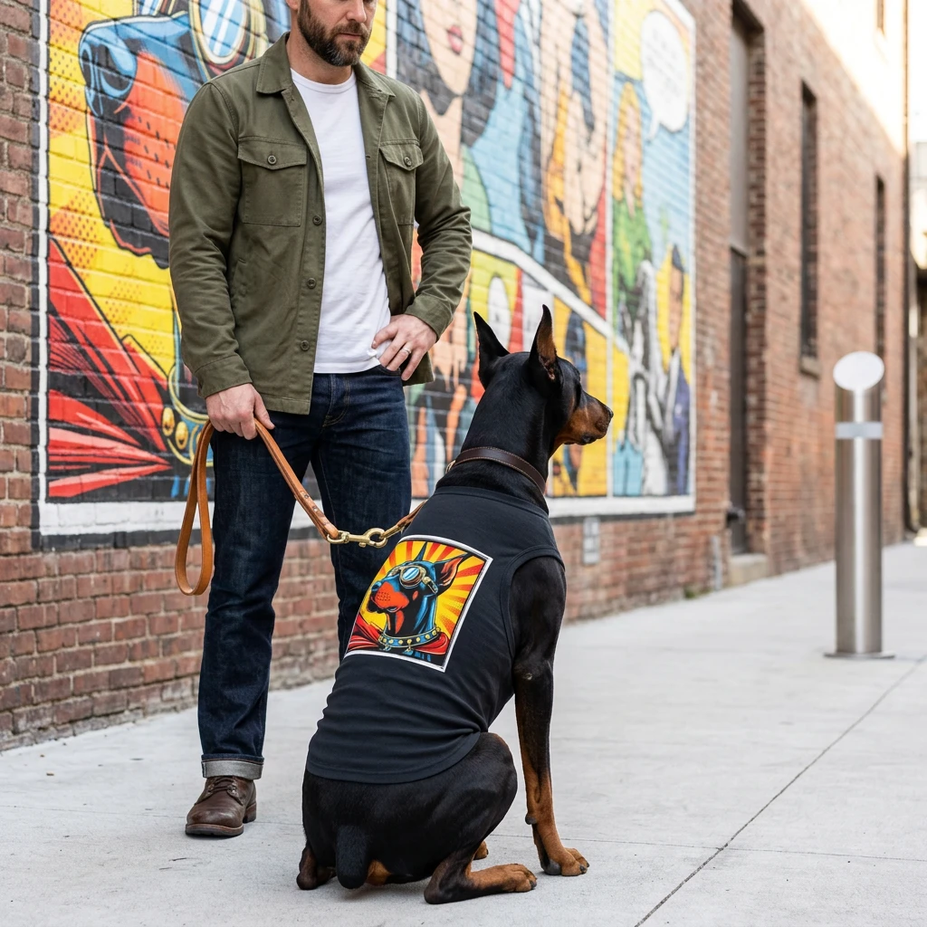 Pet Tank Top Doberman superhero t shirt Pets Printify