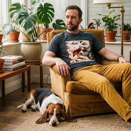 Basset Hound Sleeping In Blanket T Shirt Cozy Graphic Tee For Dog Lovers Soft Cotton Apparel T-Shirt Printify