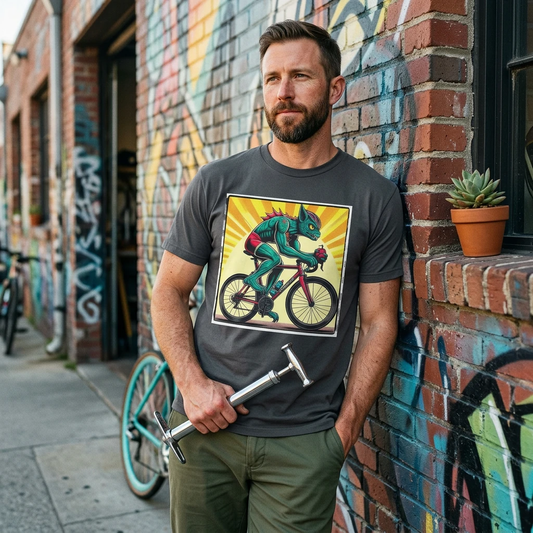 Chupacabra Bike Riding T Shirt For Cycling Fans And Folklore Lovers Graphic Tee T-Shirt Printify