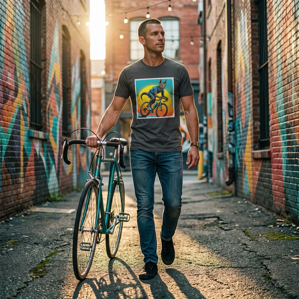 Chupacabra Themed Bike Riding T Shirt For Outdoor Enthusiasts And Folklore Fans Worldwide T-Shirt Printify