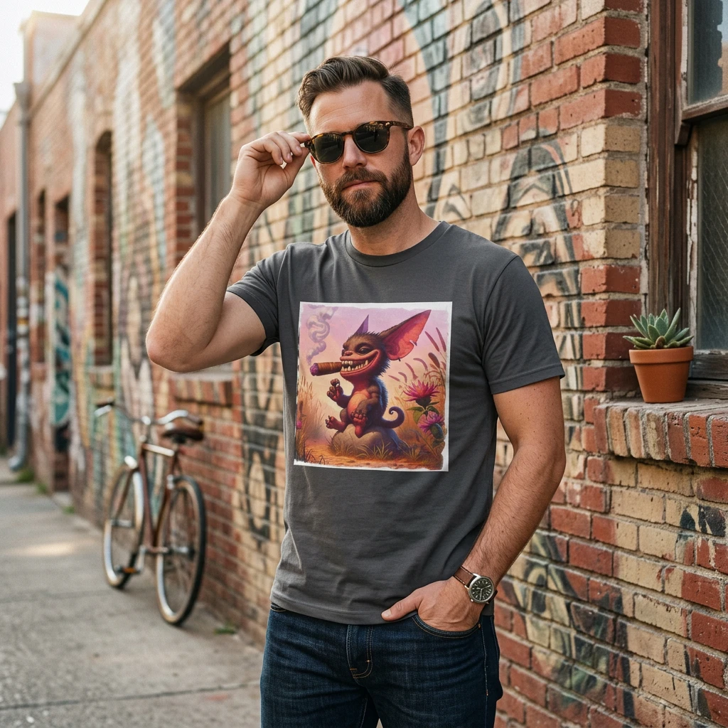 Chupacabra Happily Smoking T Shirt Funny Latin American Folklore Creature Tee Apparel T-Shirt Printify