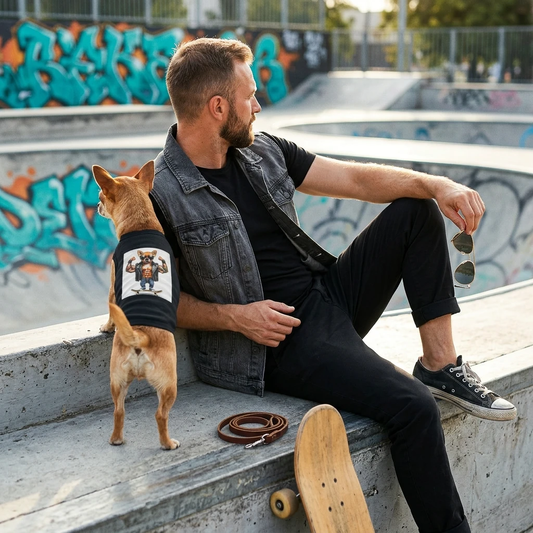 Chihuahua Pet Tank Top Shirt With Skateboard Muscleman Graphic Design For Small Dogs Pets Printify