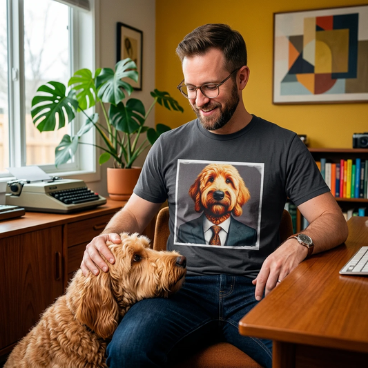 Golden Doodle working businessman T-Shirt Printify
