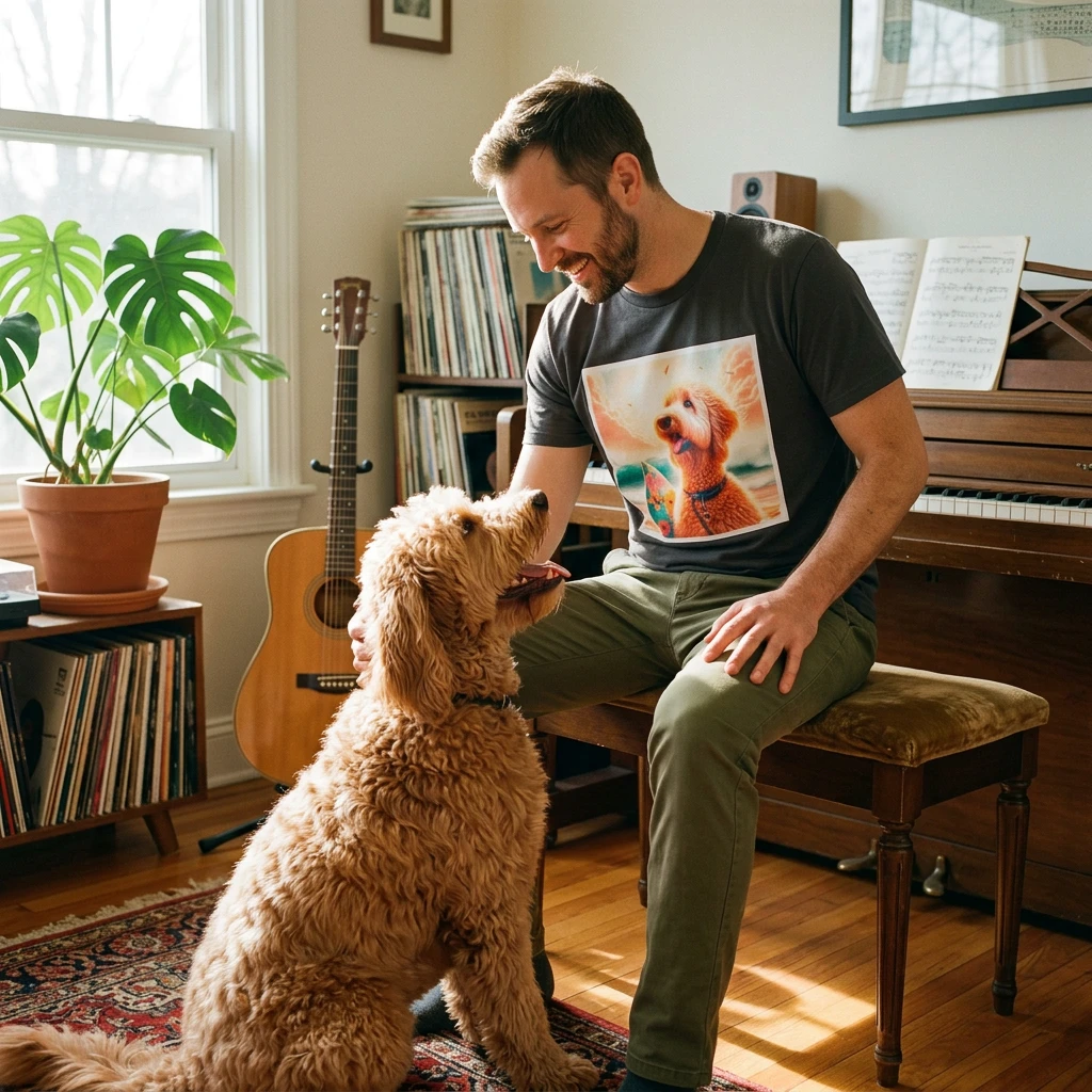 Golden Doodle pretty surfer shirt T-Shirt Printify