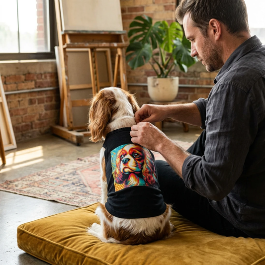 Colorful Cavalier King Charles Spaniel Dog Tank Top Tee Cute Pet Shirt for Cavalier King Charles Spaniel Fans Pets Printify