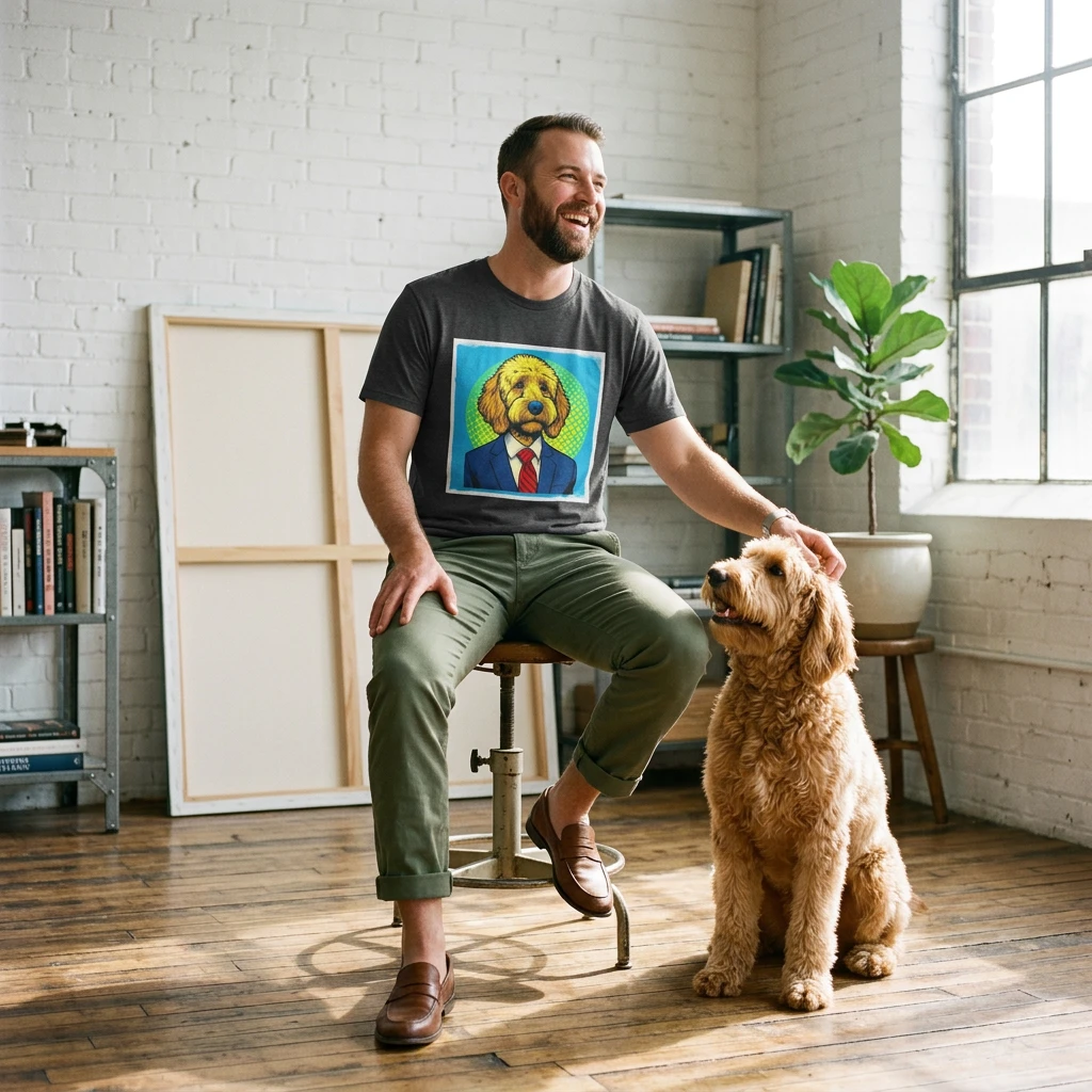 Golden Doodle businessman t shirt T-Shirt Printify