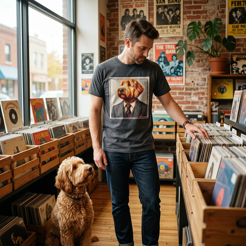 Golden Doodle suit and tie t shirt T-Shirt Printify