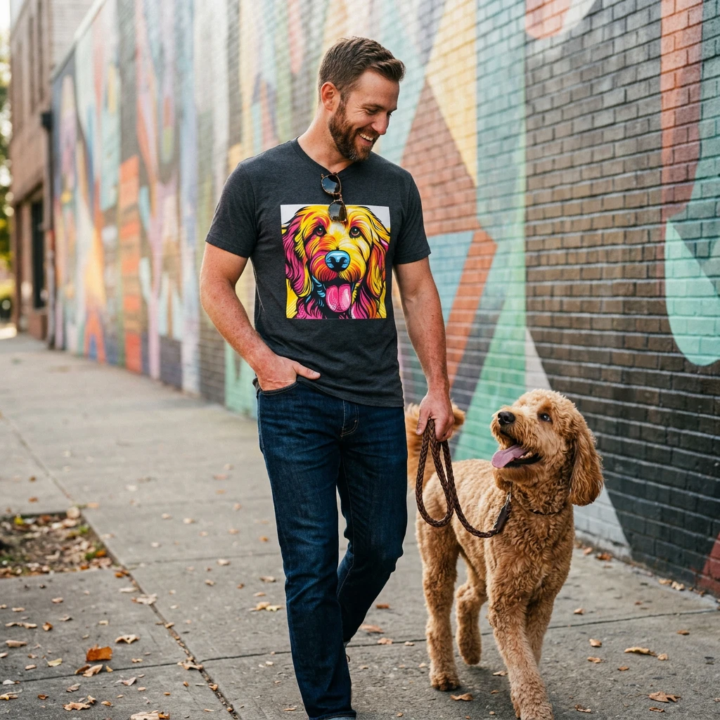 Golden Doodle pretty colors t shirt T-Shirt Printify