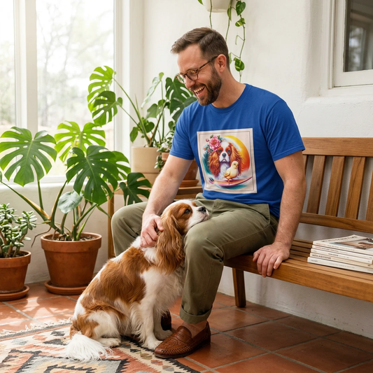 Cavalier King Charles Spaniel Sunset Surfer T Shirt For Dog Lovers Graphic Tee Collection T-Shirt Printify