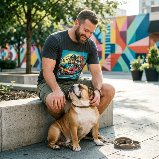 Funny Wacky Bulldog Couple T Shirt For Dog Lovers Cartoon Graphic Tee For Couples T-Shirt Printify