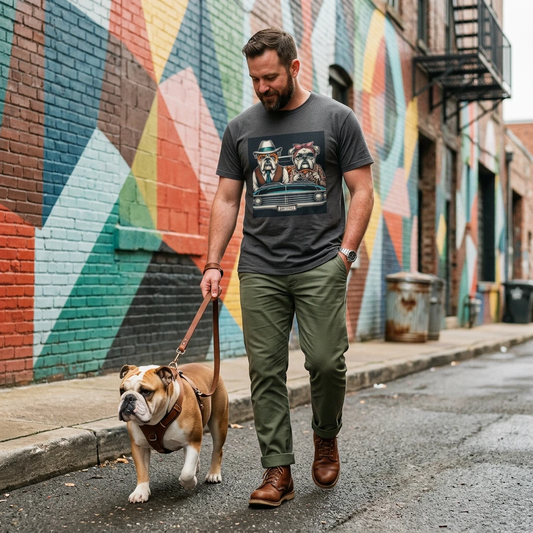 Wacky Bulldog Couple T Shirt Funny Cartoon Design For Adults And Dog Lovers Bulldog Tee T-Shirt Printify