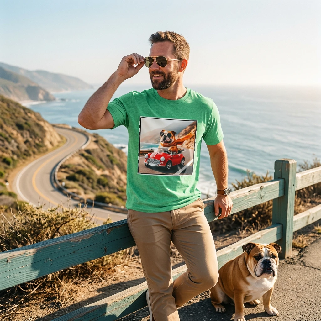 Wacky Bulldog vacation fun t shirt T-Shirt Printify