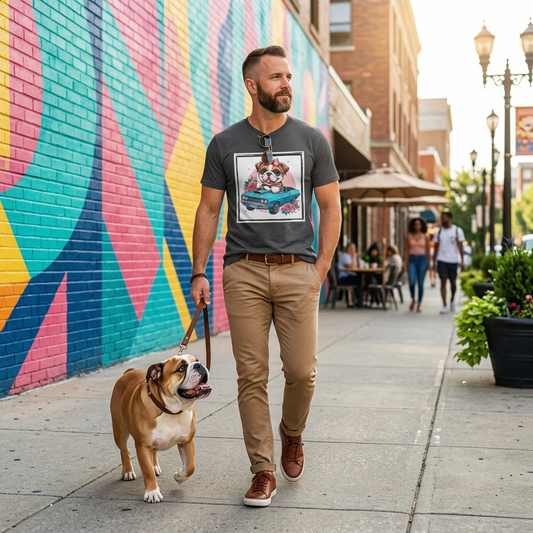 Wacky Bulldog Baby Driver T Shirt Unique Bulldog Graphic Tee For Dog Lovers Gift Idea T-Shirt Printify