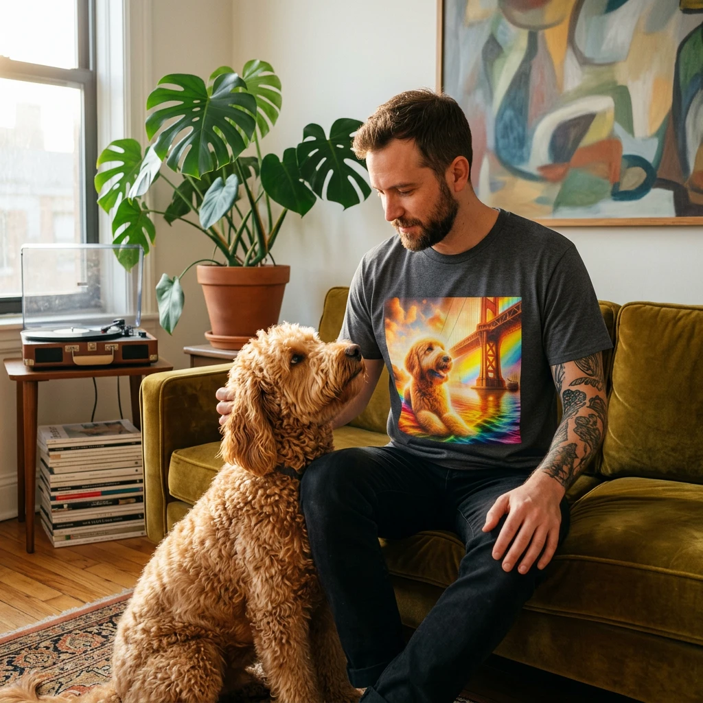 Golden Doodle pretty bridge t shirt T-Shirt Printify
