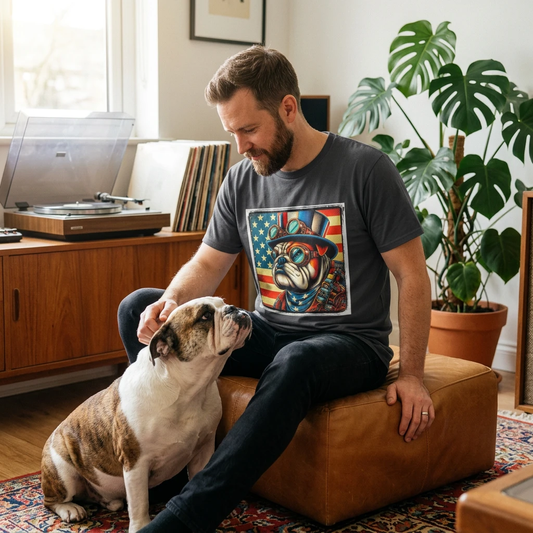 Bulldog steampunk t shirt T-Shirt Printify