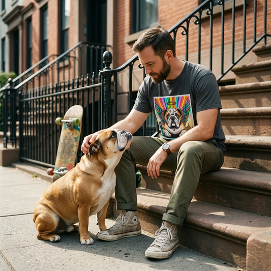 Colorful Bulldog Angel T Shirt Graphic Tee For Dog Lovers Premium Cotton Short Sleeve T-Shirt Printify