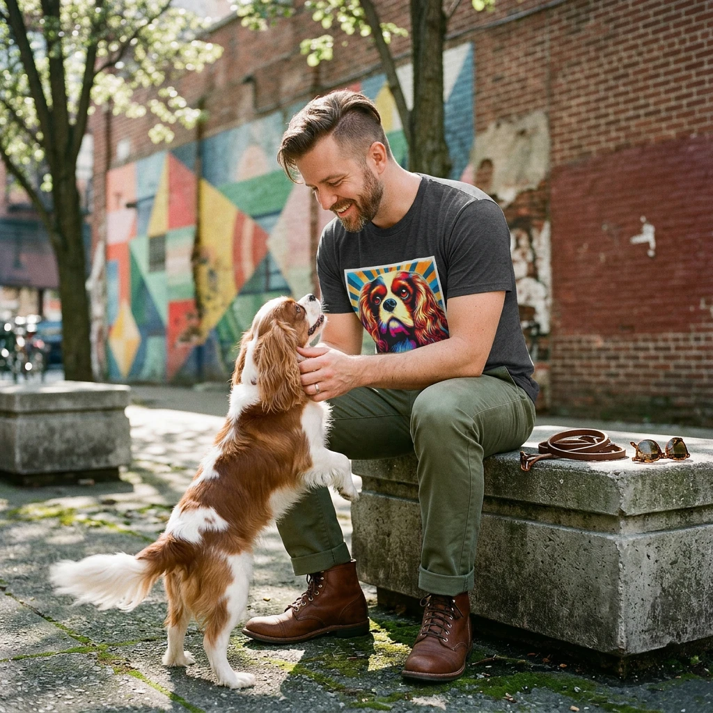 Cavalier King Charles Spaniel Rainbow Colorful Graphic T Shirt For Dog Lovers Gift T-Shirt Printify