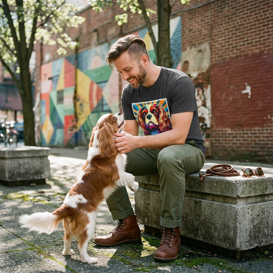 Cavalier King Charles Spaniel Rainbow Colorful Graphic T Shirt For Dog Lovers Gift T-Shirt Printify