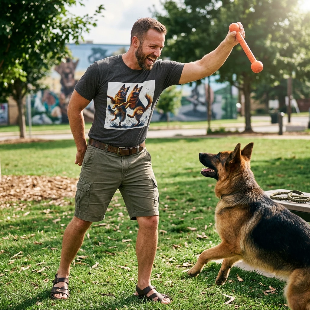 German Shepherd Dancing Dog T-Shirt T-Shirt Printify