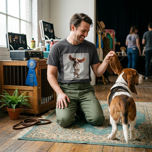 Bassett Hound T Shirt Dancing Dog Design Made From Hundred Percent Ring Spun Cotton For Dog Lovers T-Shirt Printify