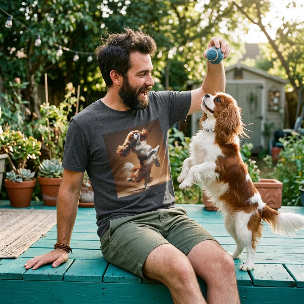 Dog Lover Shirt Dancing Cavalier King Charles Spaniel Tee for Dog Owners and Animal Lovers T-Shirt Printify