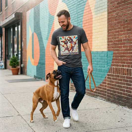 Boxer Dancing Dog T Shirt for Dog Lovers Unisex Tee Whimsical Playful Design Gift Birthday T-Shirt Printify