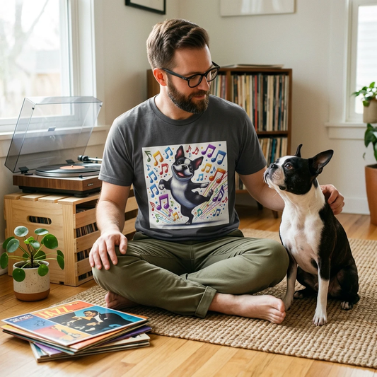 Boston Terrier Dancing Dog T-Shirt T-Shirt Printify