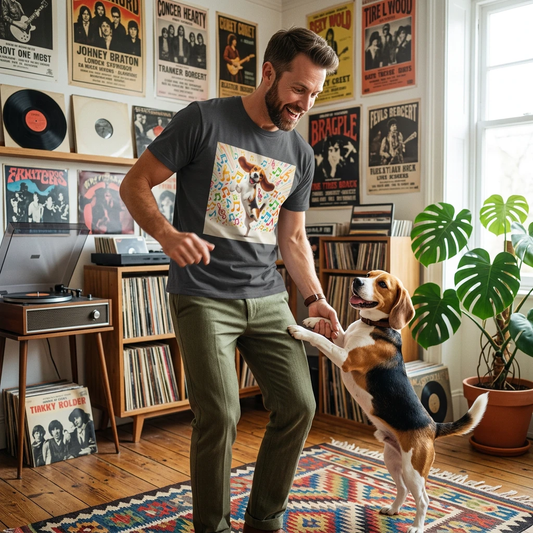 Beagle Dancing T Shirt Unisex Softstyle Tee Casual Wear Gift For Dog Lovers Everywhere T-Shirt Printify
