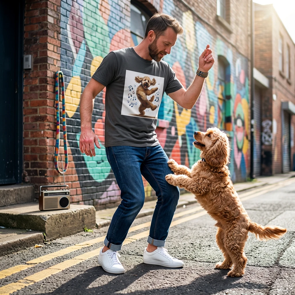 Dancing CockerPoo Tee For Dog Lovers Cute Dancing Dog Shirt Gift Idea Perfect For Casual Wear T-Shirt Printify
