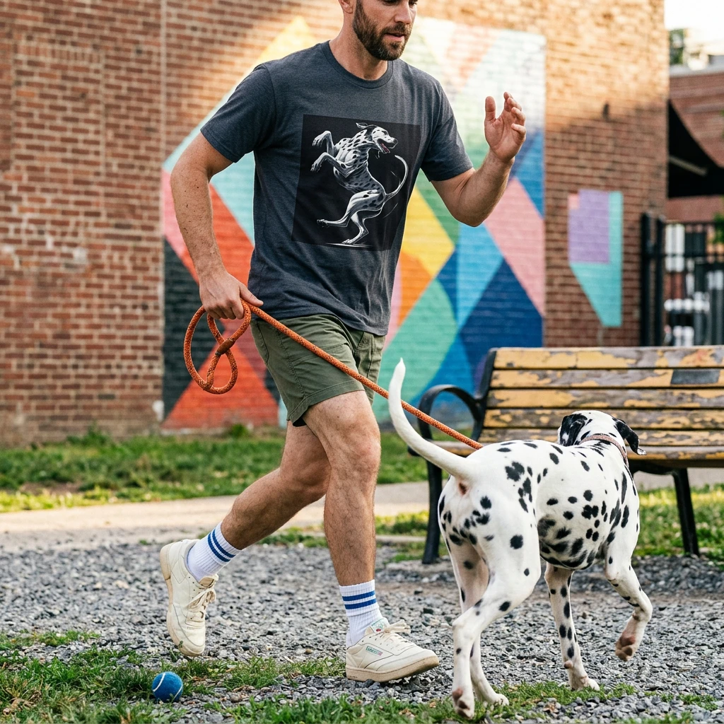 Dancing Dalmatian Dog T Shirt For Dog Lovers Unisex Casual Wear Whimsical Graphic Tee T-Shirt Printify