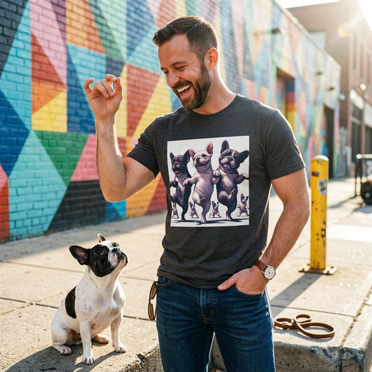 French Bulldog Dancing Unisex T Shirt Graphic Tee For Dog Lovers And Pet Enthusiasts Gift Idea T-Shirt Printify