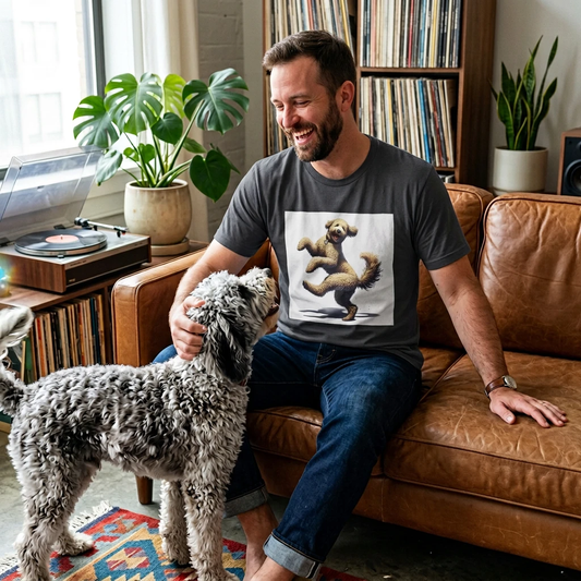 Dancing Shep A Doodle Unisex T Shirt For Dog Lovers Funny Cartoon Dog Tee Casual Wear Gift Idea T-Shirt Printify